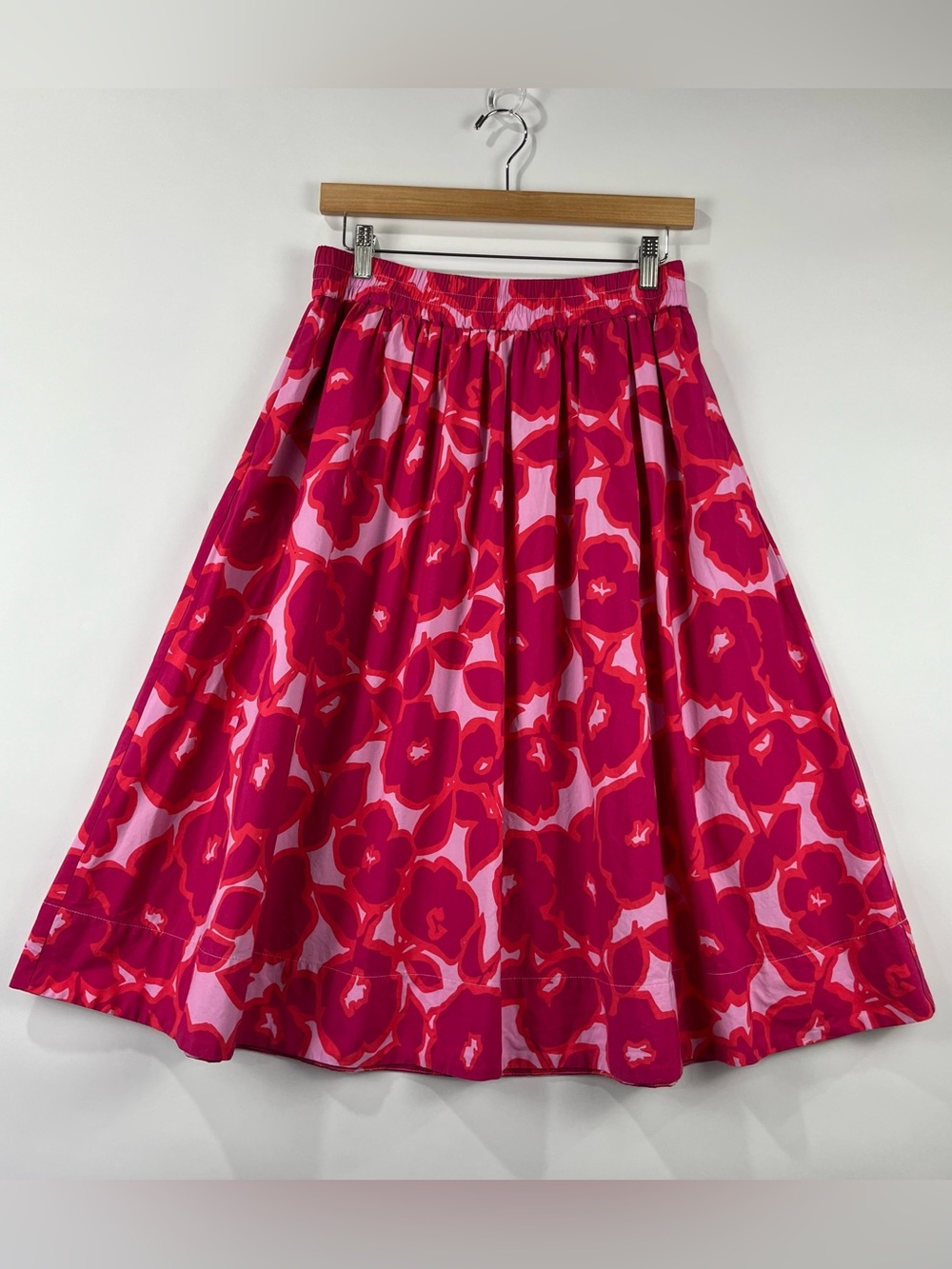 Banana Republic Cotton Modal Floral Full Midi Skirt Pockets Elastic Waist S